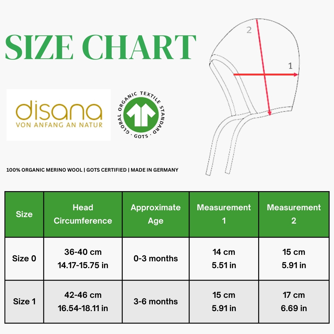 Disana Merino Wool Baby Bonnet | Organic Pilot Hat 0–6 Months