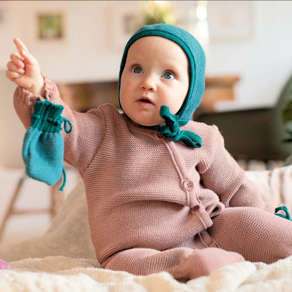Disana Knitted Overall | Organic Merino Wool Baby Onesie 0–12M