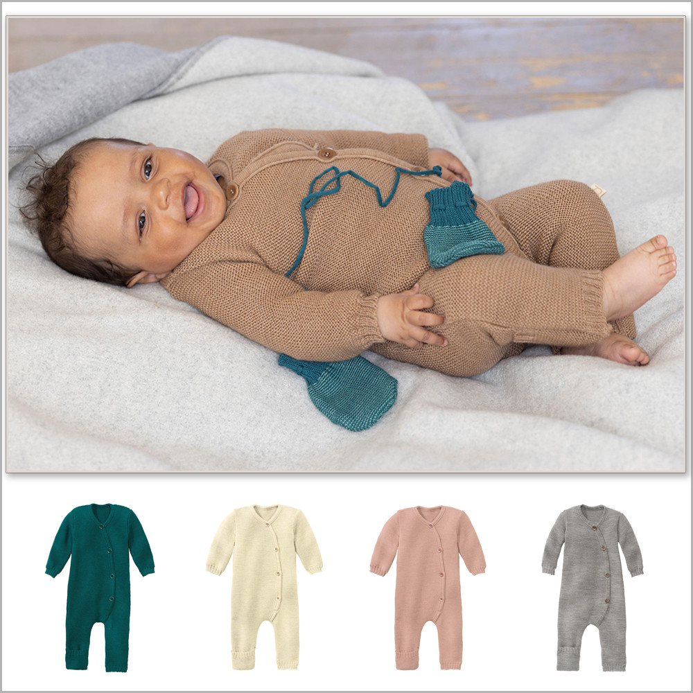 Disana Knitted Overall | Organic Merino Wool Baby Onesie 0–12M