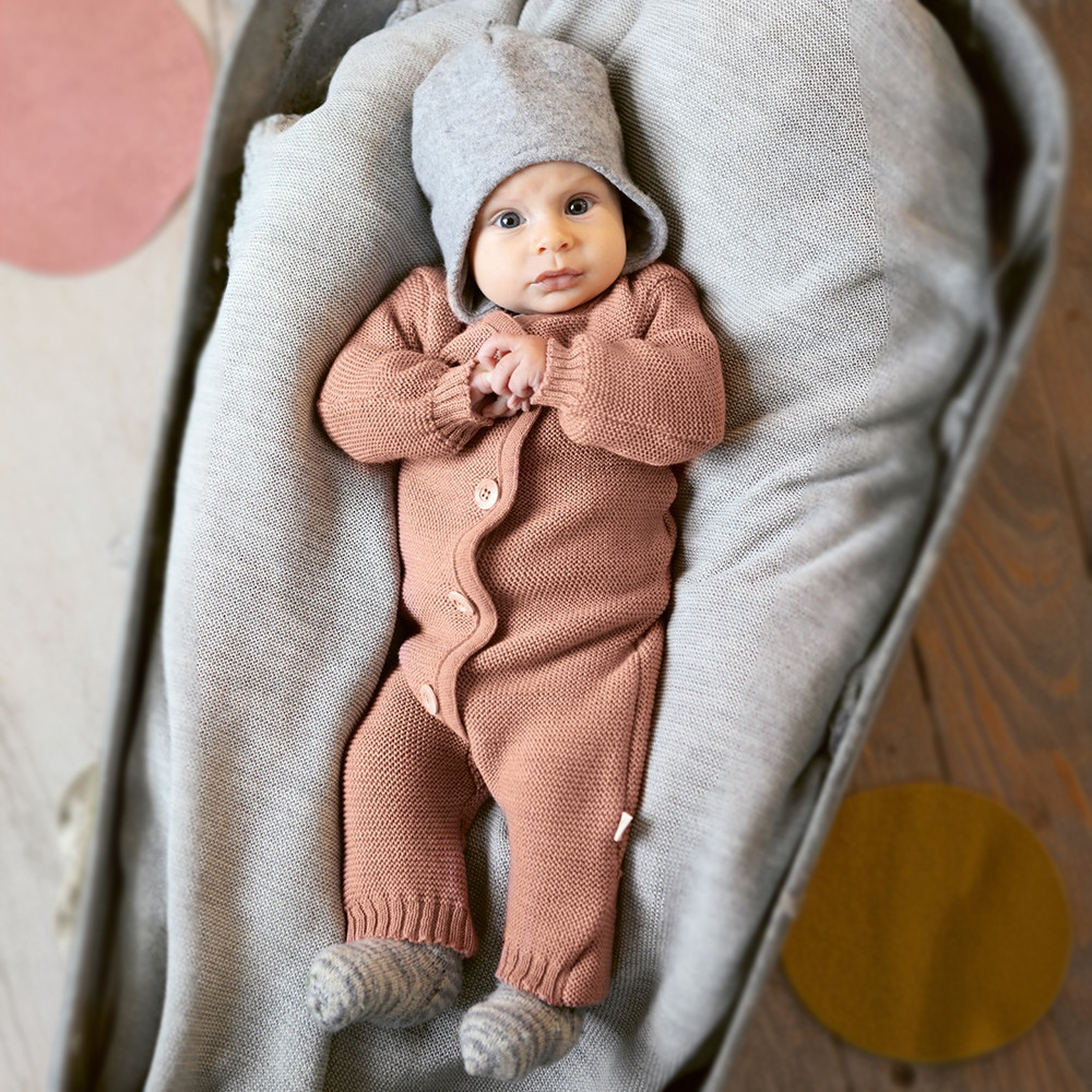 Disana Knitted Overall | Organic Merino Wool Baby Onesie 0–12M