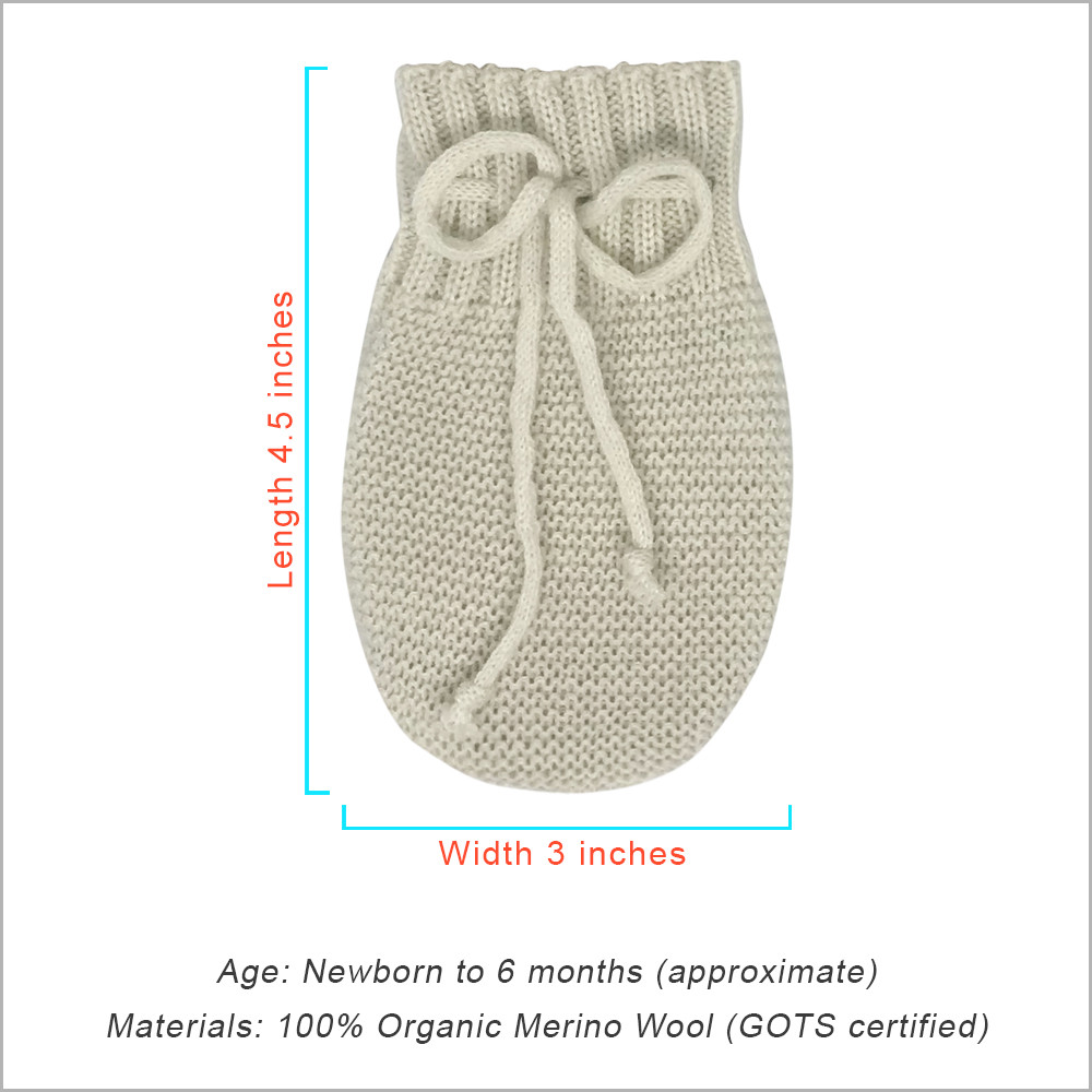 DISANA Baby Thumbless Thermal Mittens, 100 Organic Merino Wool