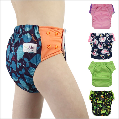 EcoAble 3-in-1 Hybrid Cloth Diaper - Reusable Training Pants or Reusable Swim Diaper, Baby to 10 Years