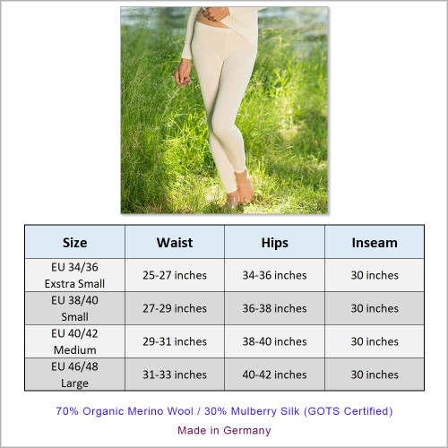 Ladies Thermal Leggings 100% Organic Merino Wool UK Engel