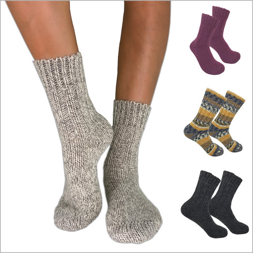 Hirsch Natur - 100% Organic Virgin Wool Thick Socks, Sizes 6-11.5 for Men and Women