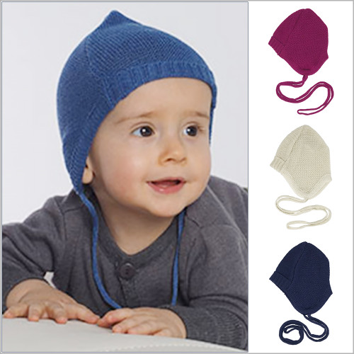 Reiff - Baby Bonnet Hat, 100% Organic Merino Wool, Sizes 0-12 months