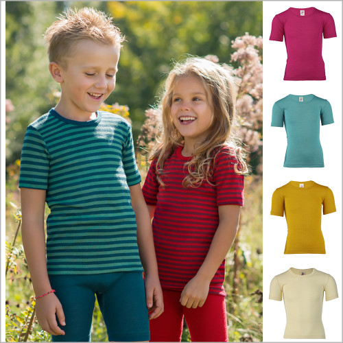 ENGEL - Kid's Short Sleeve Thermal Base Layer Shirt, 70% Organic Merino Wool 30% Silk, Sizes 2-15 Years