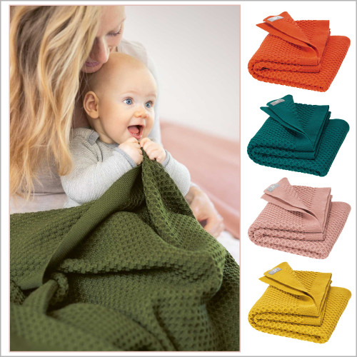 DISANA - Baby Thermal Receiving Blanket, 100% Merino Wool, 31x40 inches