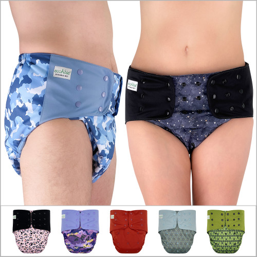 ECOABLE Adult's Cloth Diaper Cover 2.0 - Reusable Incontinence Protective Briefs for Special Needs Teens, Men and Women