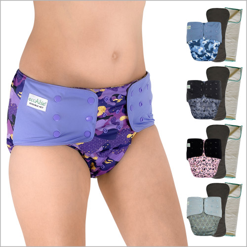 ECOABLE - Adult Pocket Cloth Diaper 2.0: Incontinence Protection Briefs with Insert and Prefold for Special Needs Teens, Men and Women