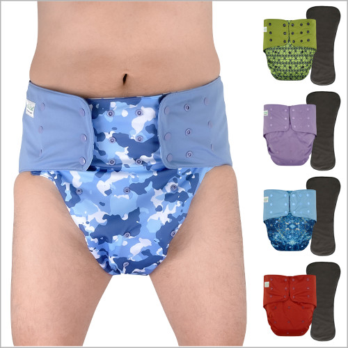 Ecoable - Cloth Diaper Cover Set - Reusable Special Needs Incontinence  Briefs with Bamboo Inserts for Big Kids