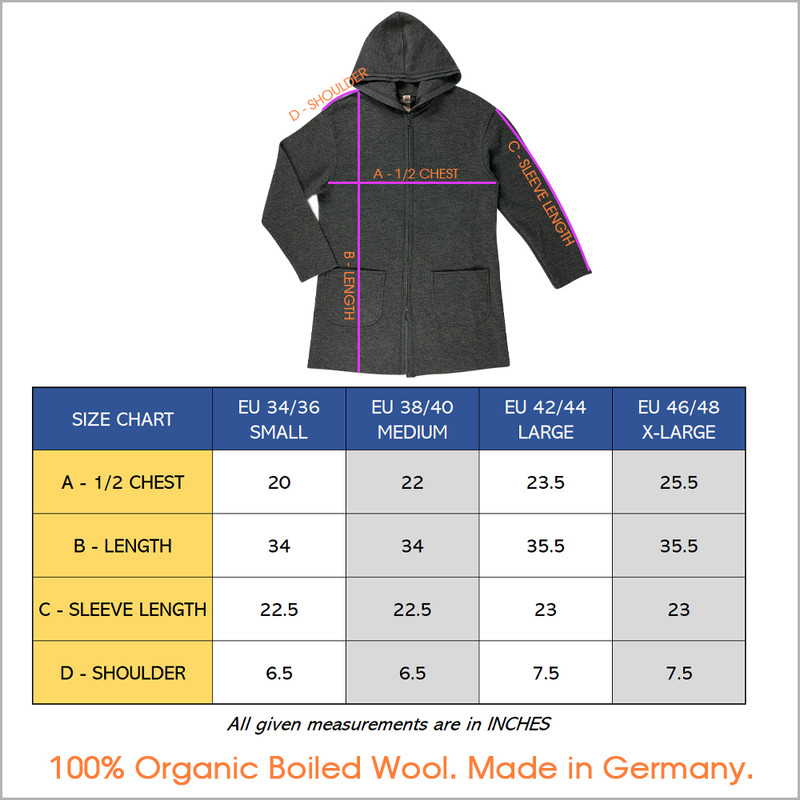 ENGEL - Women's Hooded Jacket, 100% Organic Boiled Merino Wool