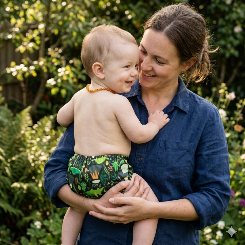 Soft reusable cloth diaper cover with double PUL waterproof layer and adjustable snap fit