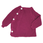 Bnwt Reiff 100/% Organic Merino Wool Wrap Sweater Aubergine 62//68 cm