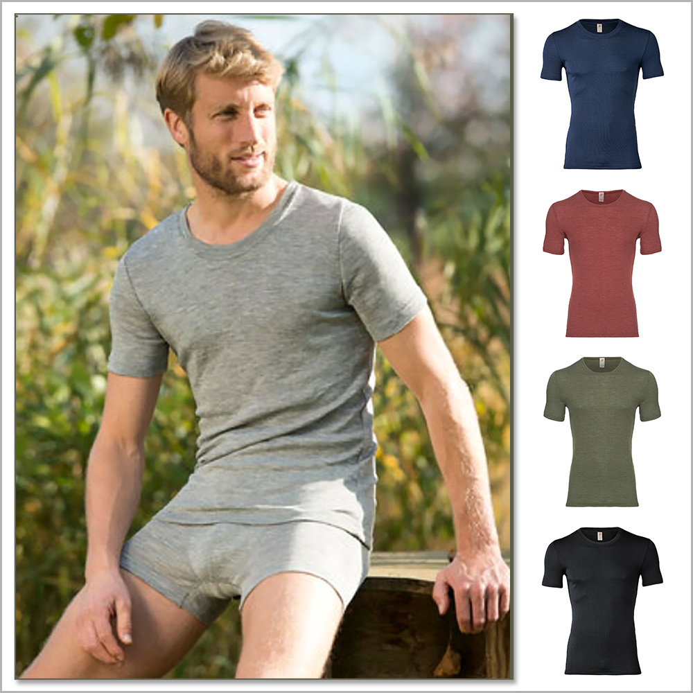 Men's Thermal Underwear Base Layer Short Sleeve Top, 70% Organic Merino  Wool 30% Silk