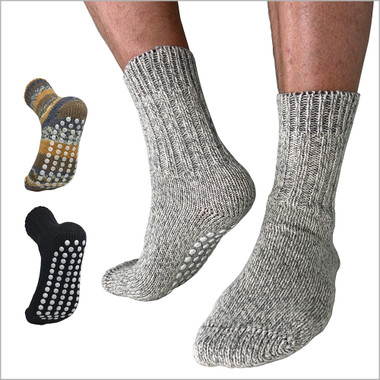 Hirsch Natur - 100% Organic Virgin Wool Socks with Grippers, Sizes
