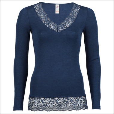 New Womens Camille Lace V Neckline Long Sleeved Womens Thermal
