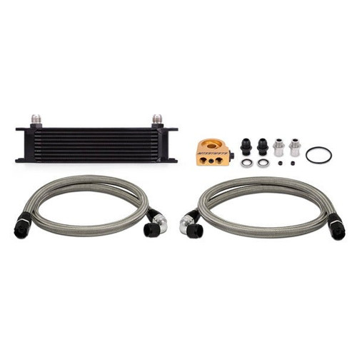 Universal Oil Cooler, 10-Row, Black, Thermostatic, Kit