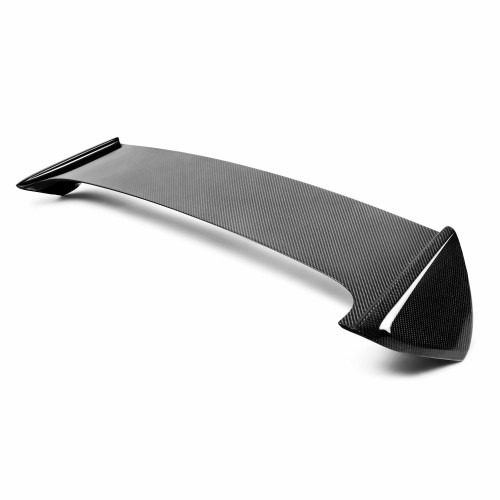 STI-style carbon fibre rear spoiler for 2008-2014 Subaru WRX/STi HB, with cut-out for factory brake light.