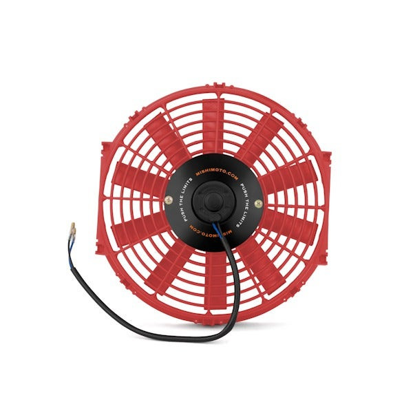 Electric Fan, Slim, Straight Blade, Red, 12 in