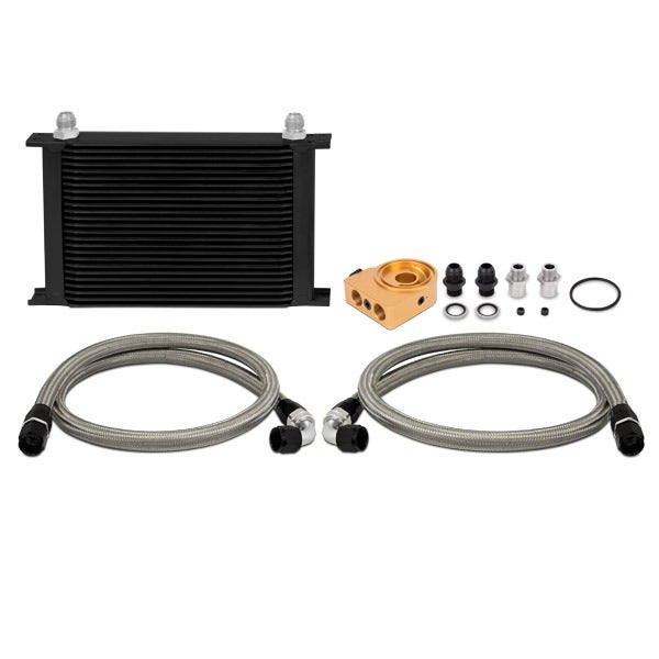 Universal Oil Cooler 19-Row, Black, Thermostatic, Kit