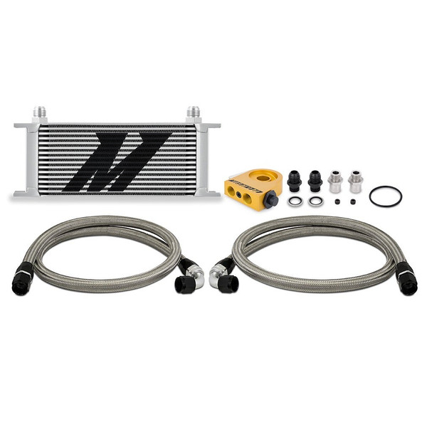 Universal Oil Cooler, 16-Row, Silver, Thermostatic, Kit