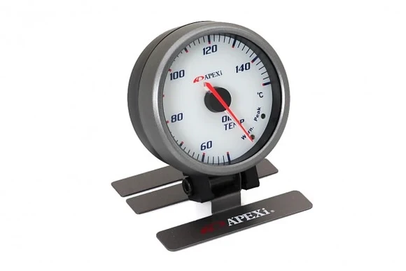 APEXi EL II System Gauge,  Oil Temp, White Display / Silver Ring