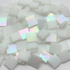 Wispy White Iridescent Stained Glass Mosaic Tiles COE 96