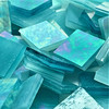 Sky Blue Iridescent Stained Glass Mosaic Tiles