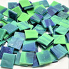 Northern Lights Blue & Green Stained Glass Mosaic Tiles COE 96