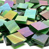 NEW Sparkling Spruce Iridescent Stained Glass Mosaic Tiles COE 96