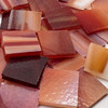 GGG 3/4" x 3/4" Grenadine & White Streaky Stained Glass Mosaic Tiles COE 96 (40 tiles)