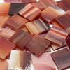 GGG 3/4" x 3/4" Grenadine & White Streaky Stained Glass Mosaic Tiles COE 96 (40 tiles)