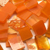GGG 1/2" x 1/2" Orange Opal Clear Streaky Stained Glass Mosaic Tiles COE 96 (100 tiles)