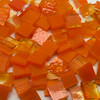 GGG 1/2" x 1/2" Orange Opal Clear Streaky Stained Glass Mosaic Tiles COE 96 (100 tiles)