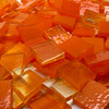 GGG 1/2" x 1/2" Orange Opal Clear Streaky Stained Glass Mosaic Tiles COE 96 (100 tiles)