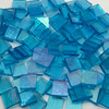 GGG 1/2" x 1/2" Aqua Blue Iridescent Stained Glass Mosaic Tiles COE 96 (100 tiles)