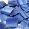 GGG 1" x 1" Cobalt Blue & White Streaky Stained Glass Mosaic Tiles COE 96 (25 tiles)