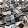 GGG 1/2" x 1/2" Chocolate & White Streaky Stained Glass Mosaic Tiles COE 96 (100 tiles)