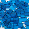 GGG 1/2" x 1/2" Blue Topaz Translucent Stained Glass Mosaic Tiles COE 96 (100 tiles)