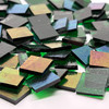 GGG 1/2" x 1/2" THIN Dark Green Iridescent Translucent Stained Glass Mosaic Tiles COE 96 (100 tiles)