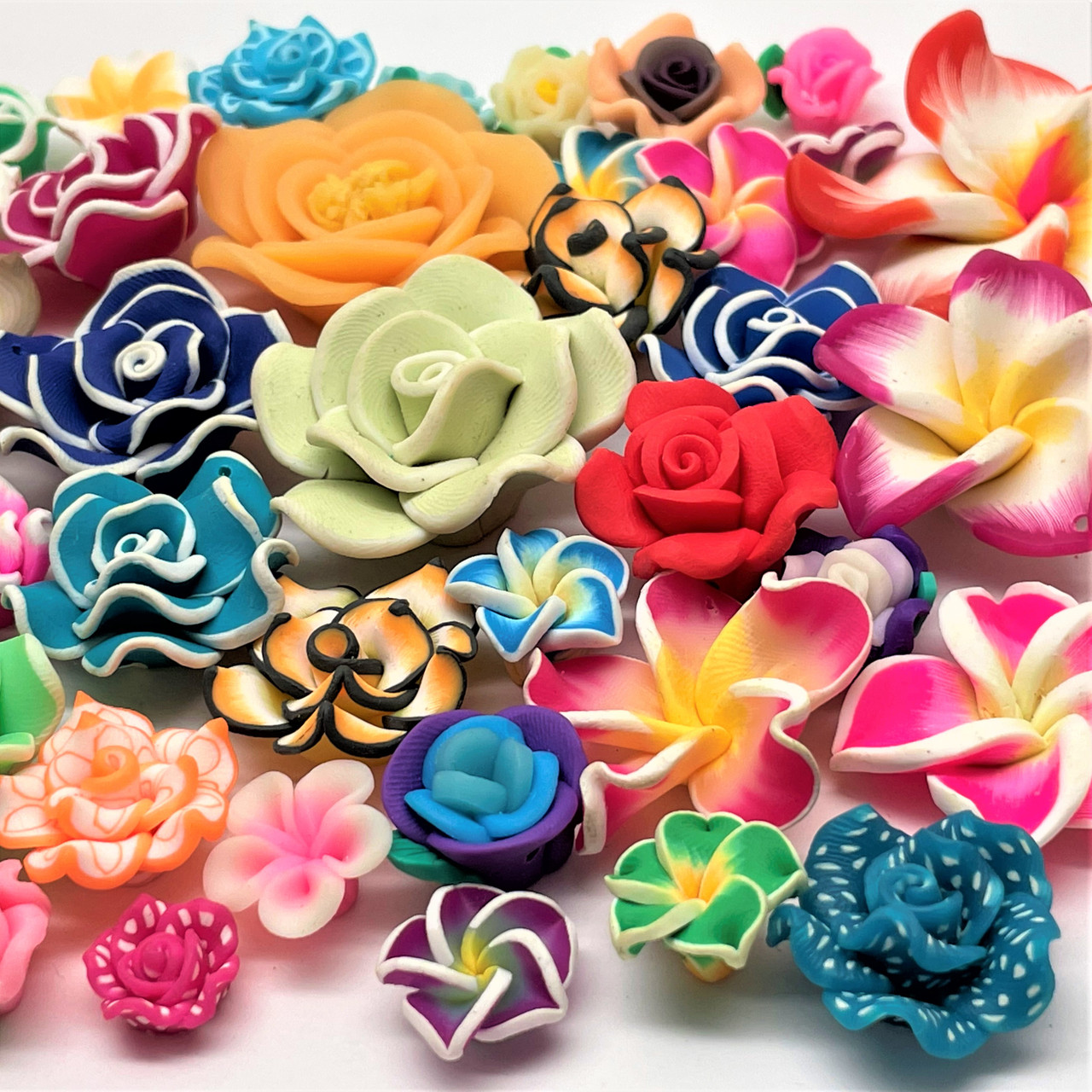 Flower Garden Mix, Polymer Clay, 50 pieces