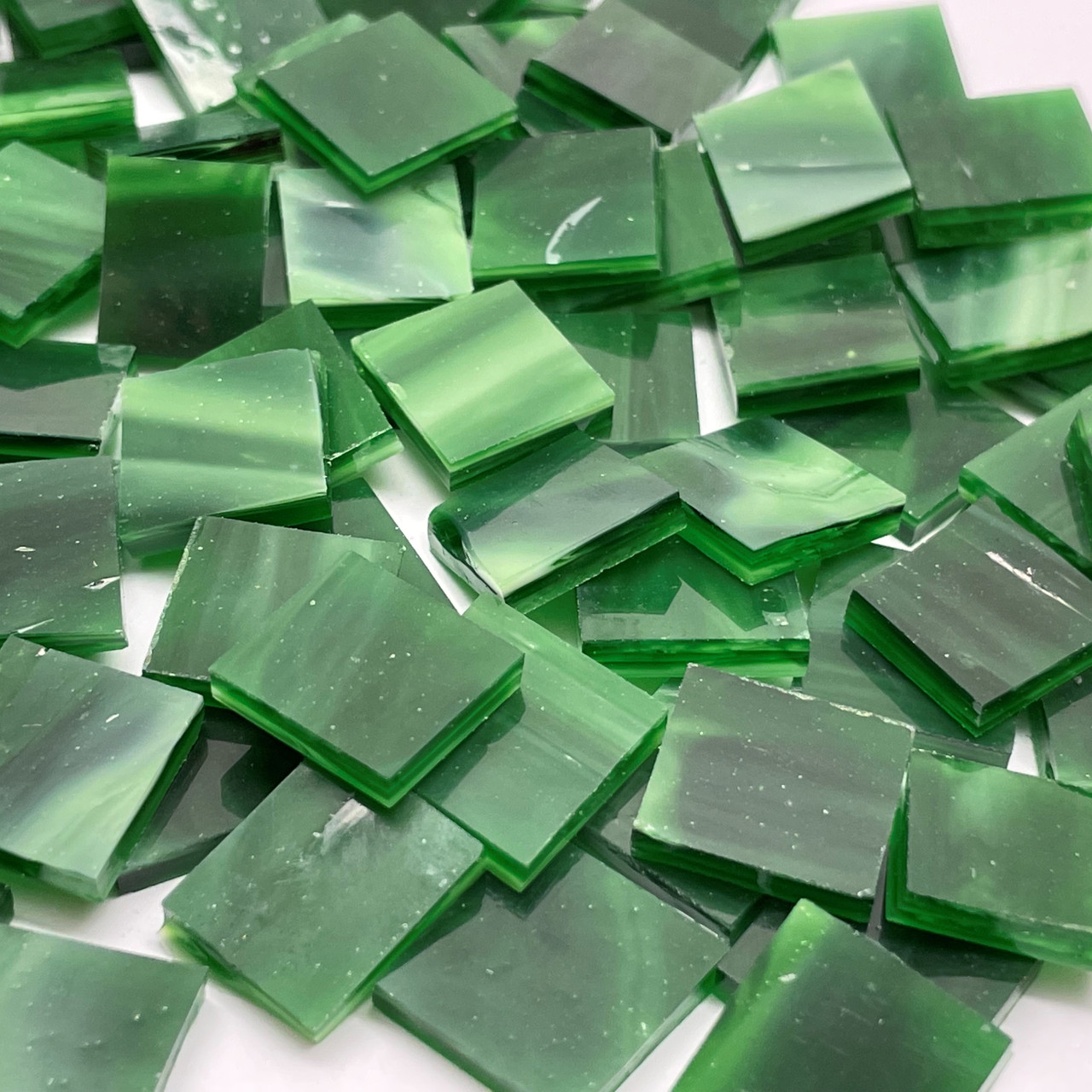 Dark Green & White Wispy Stained Glass Mosaic Tiles Mosaic Tile Mania