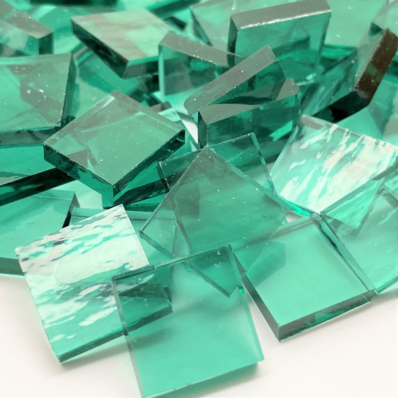 Sea Green Rough Rolled Stained Glass Mosaic Tiles - Mosaic Tile Mania
