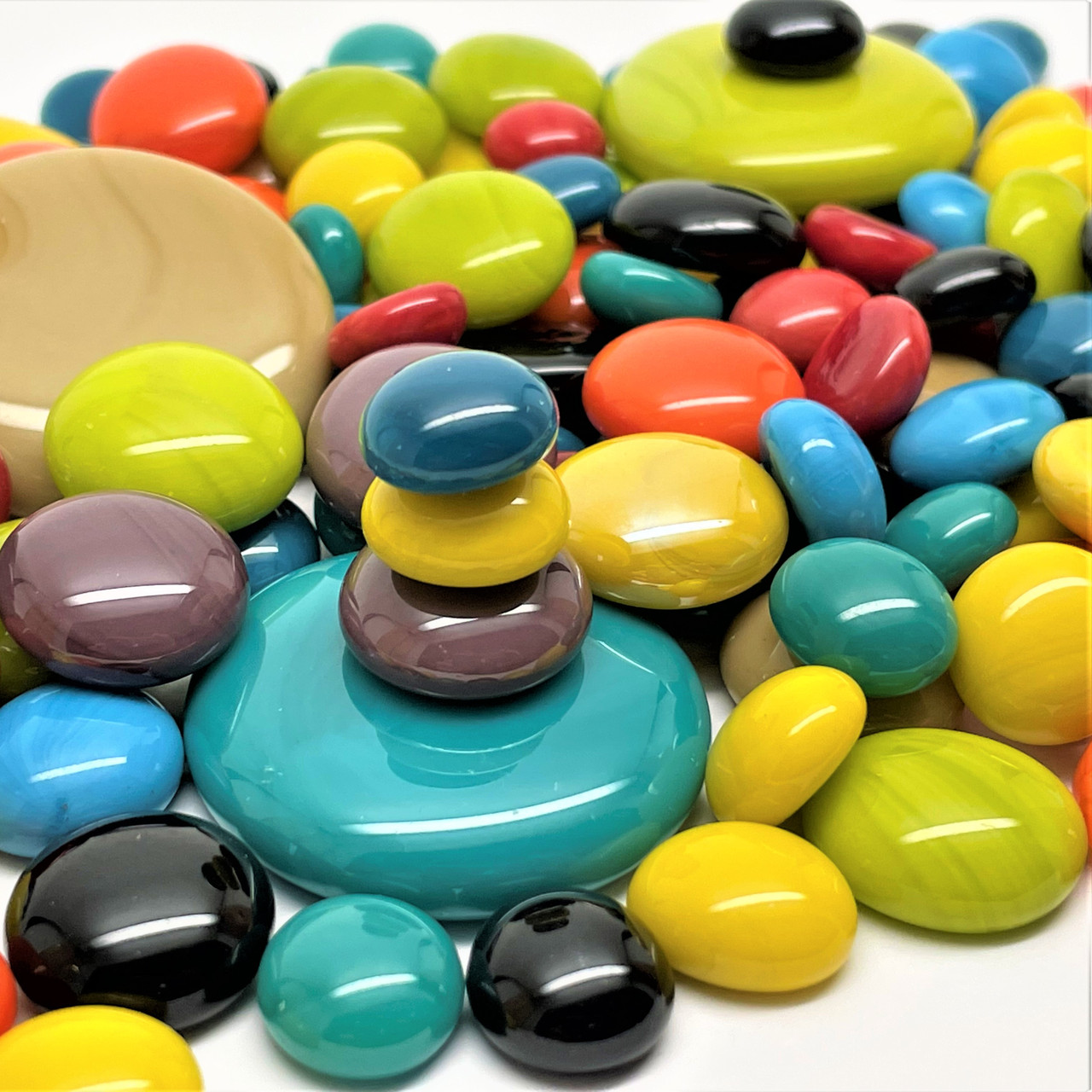 30% OFF GGG Wonky Glass Gems, Large Assorted Opaque Mix, 10 pieces
