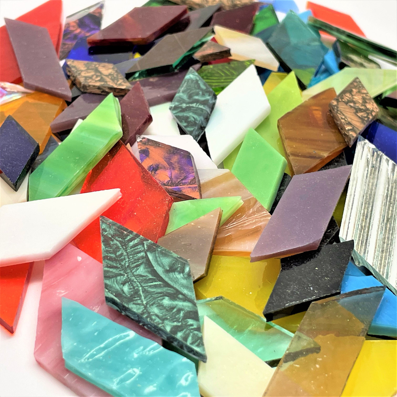 3/4 Opalescent Stained Glass Chip Assortment - 4 Lbs Bulk
