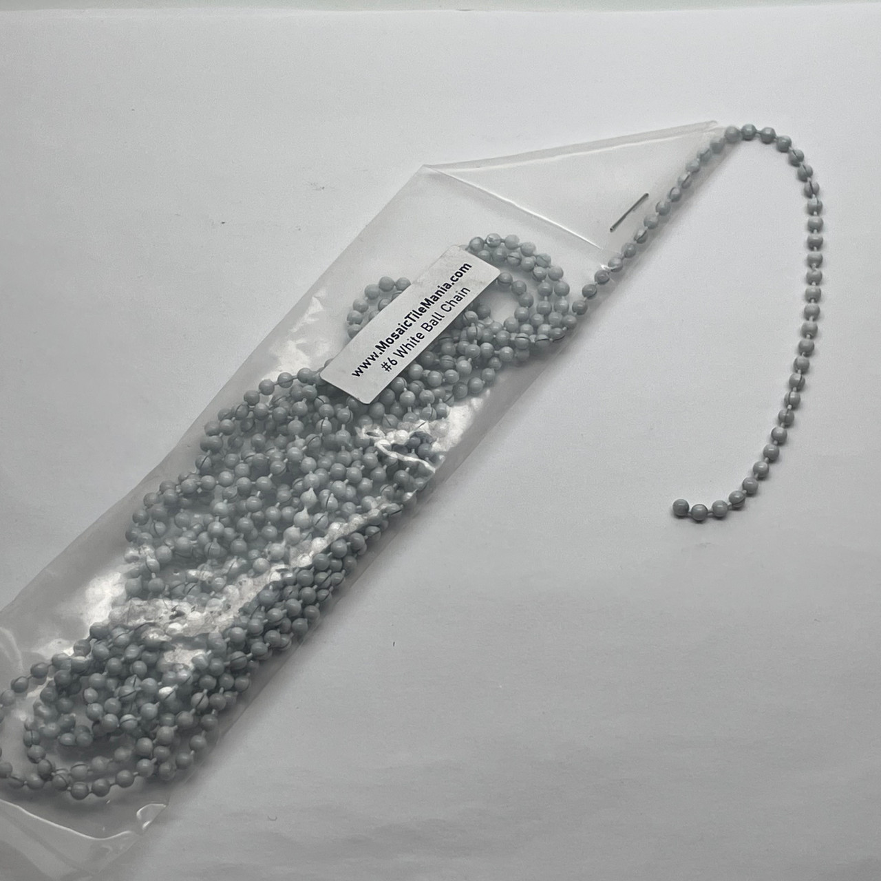 6 White Ball Chain, 10 feet Mosaic Tile Mania