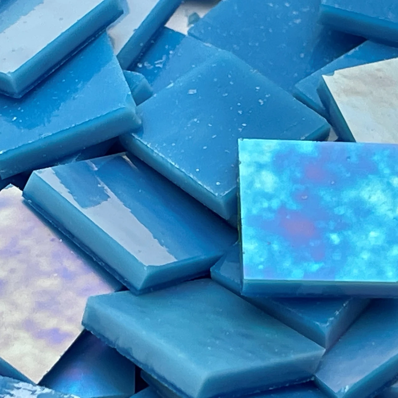 Reactive Blue Opal Luminescent Stained Glass Mosaic Tiles COE 96 ...