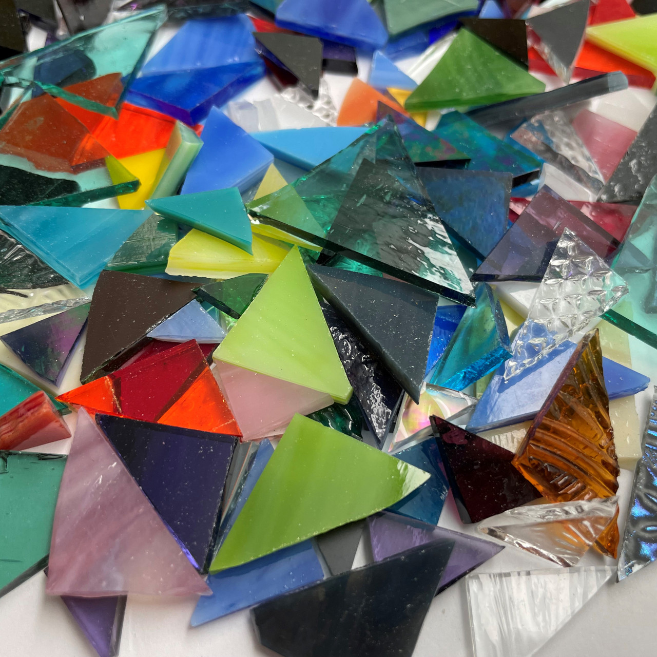 Triangle Mix - Assorted Colors & Sizes - Stained Glass Mosaic Tile Colors, 4 oz.