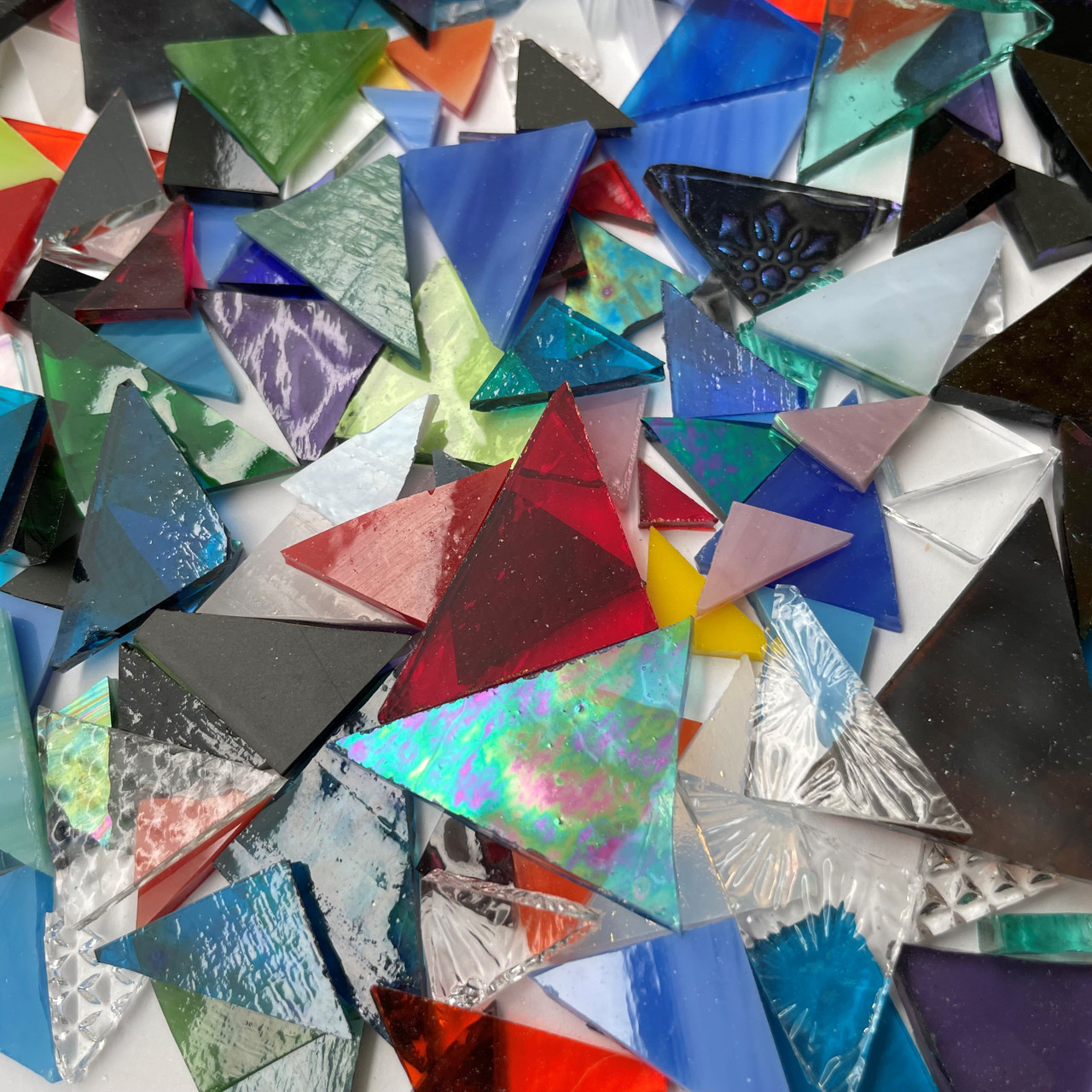 Triangle Mix - Assorted Colors & Sizes - Stained Glass Mosaic Tile Colors, 4 oz.