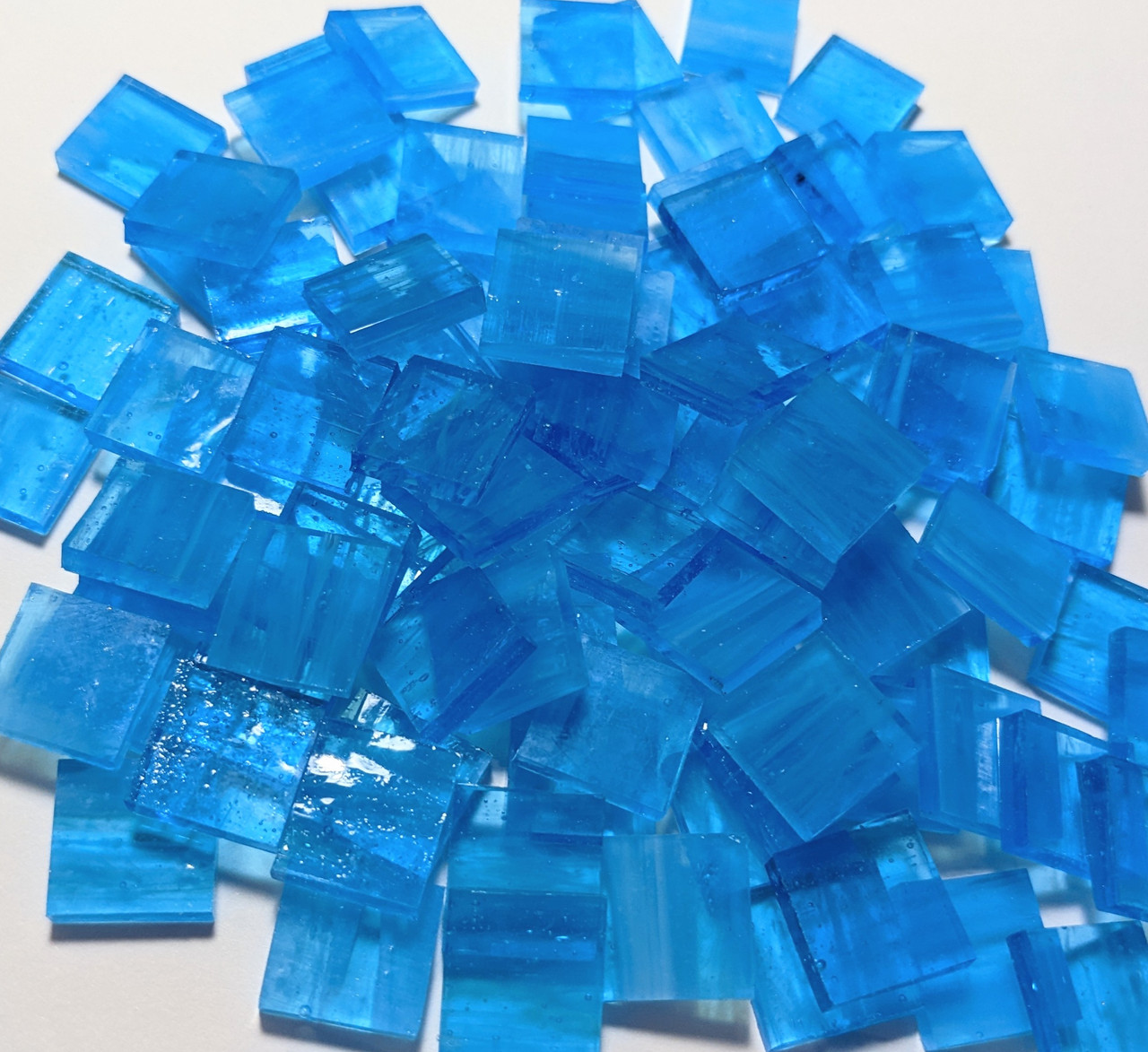 Sky Blue & White Wispy Stained Glass Mosaic Tiles